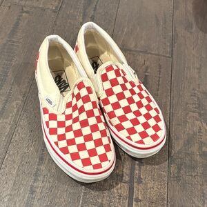 Vans Red Checkered Slip-On Shoes Size 6.5 W | 5 M